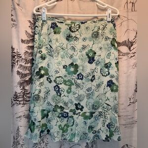 Geoffrey Beene Chiffon Floral Green Skirt